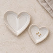Natural Ceramic Heart Shaped Plate With Bobble Rim - Large