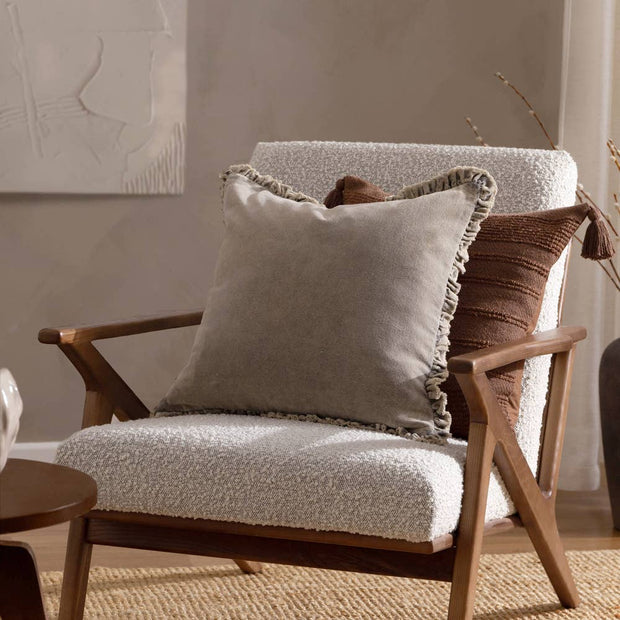 Taupe Washed Cotton Velvet Cushion Cover