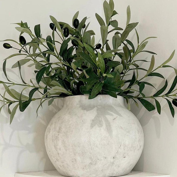 Darcy Stone concrete medium vase by Hill Interiors, showcasing a modern, textured stone finish and versatile vase design.