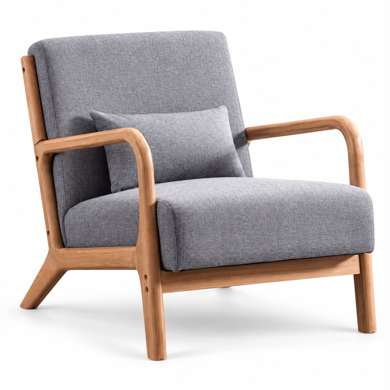 Grey Retro Wooden Framed Arm Chair