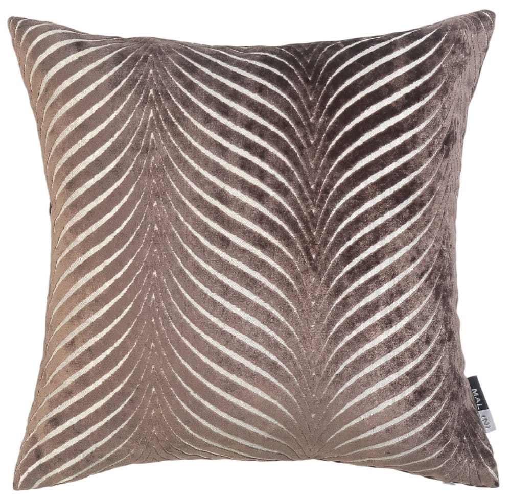 Chocolate Brown Luxury Velvet Fan Patterned Cushion Cover