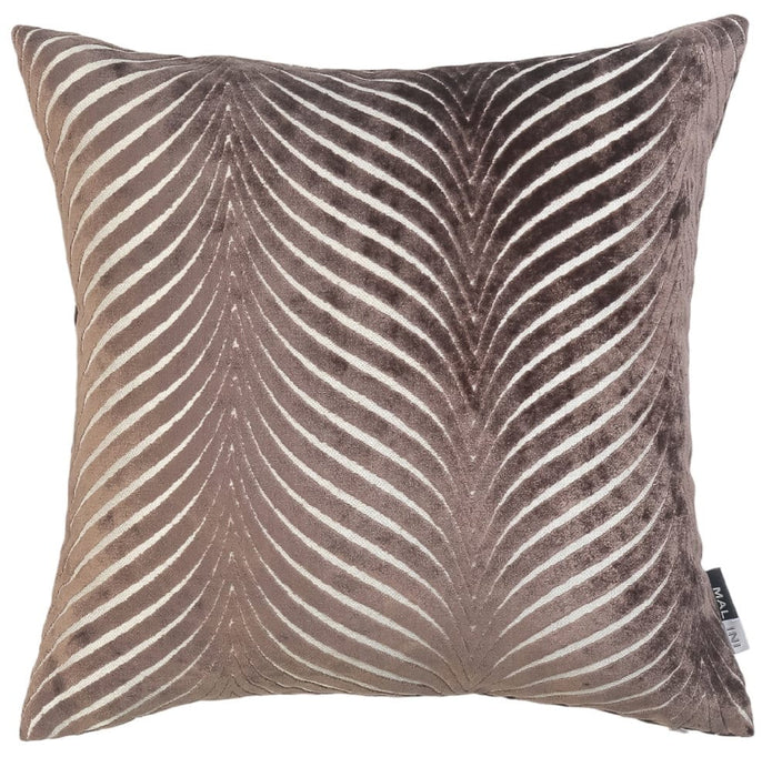 Chocolate Brown Luxury Velvet Fan Patterned Cushion Cover