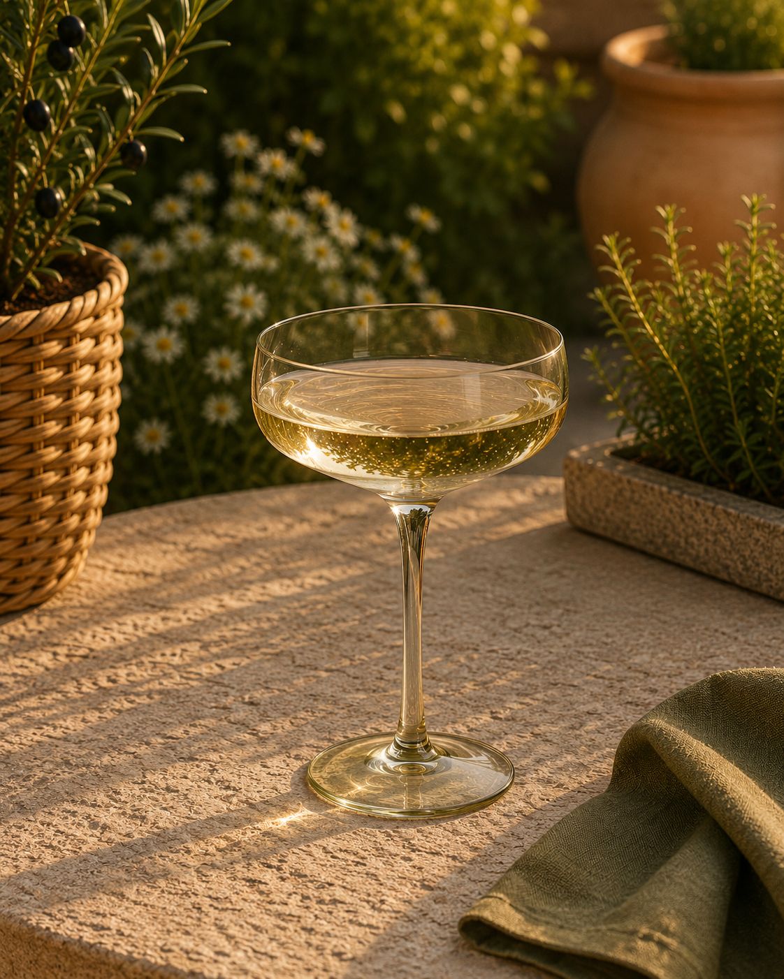 Smokey Olive Single Green Cocktail Coupe Glass