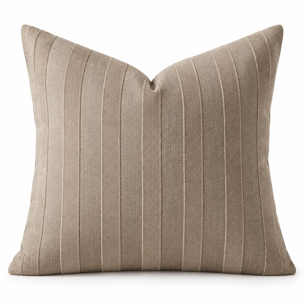 Beige Textured Stripe Velveteen Cushion Cover
