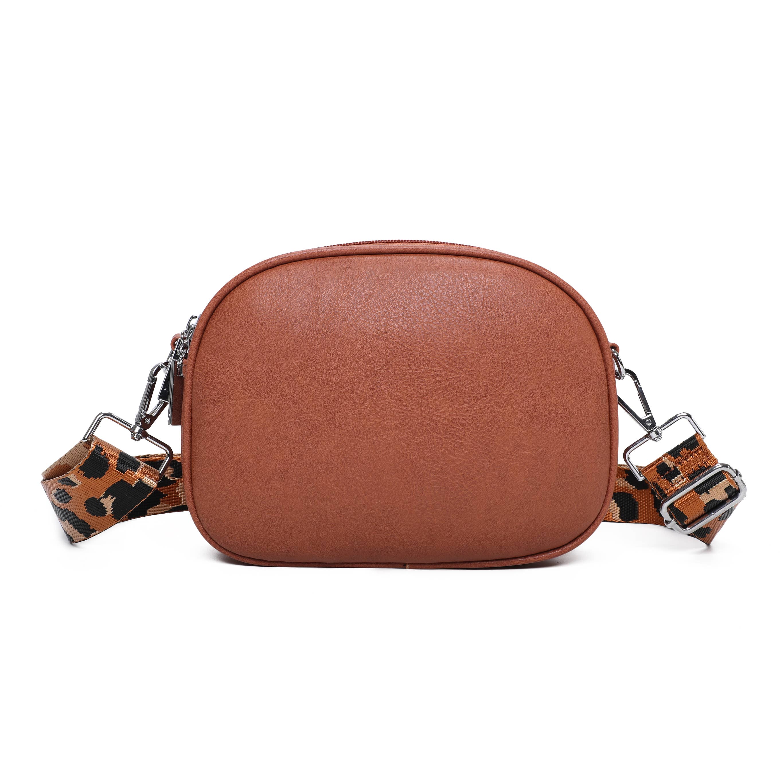 Rounded Crossbody Bag with Pattern Strap