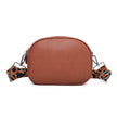 Rounded Crossbody Bag with Pattern Strap