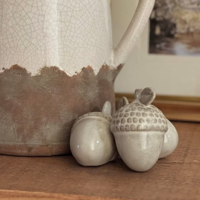 White And Terracotta Rustic Ceramic Handled Jug Vase