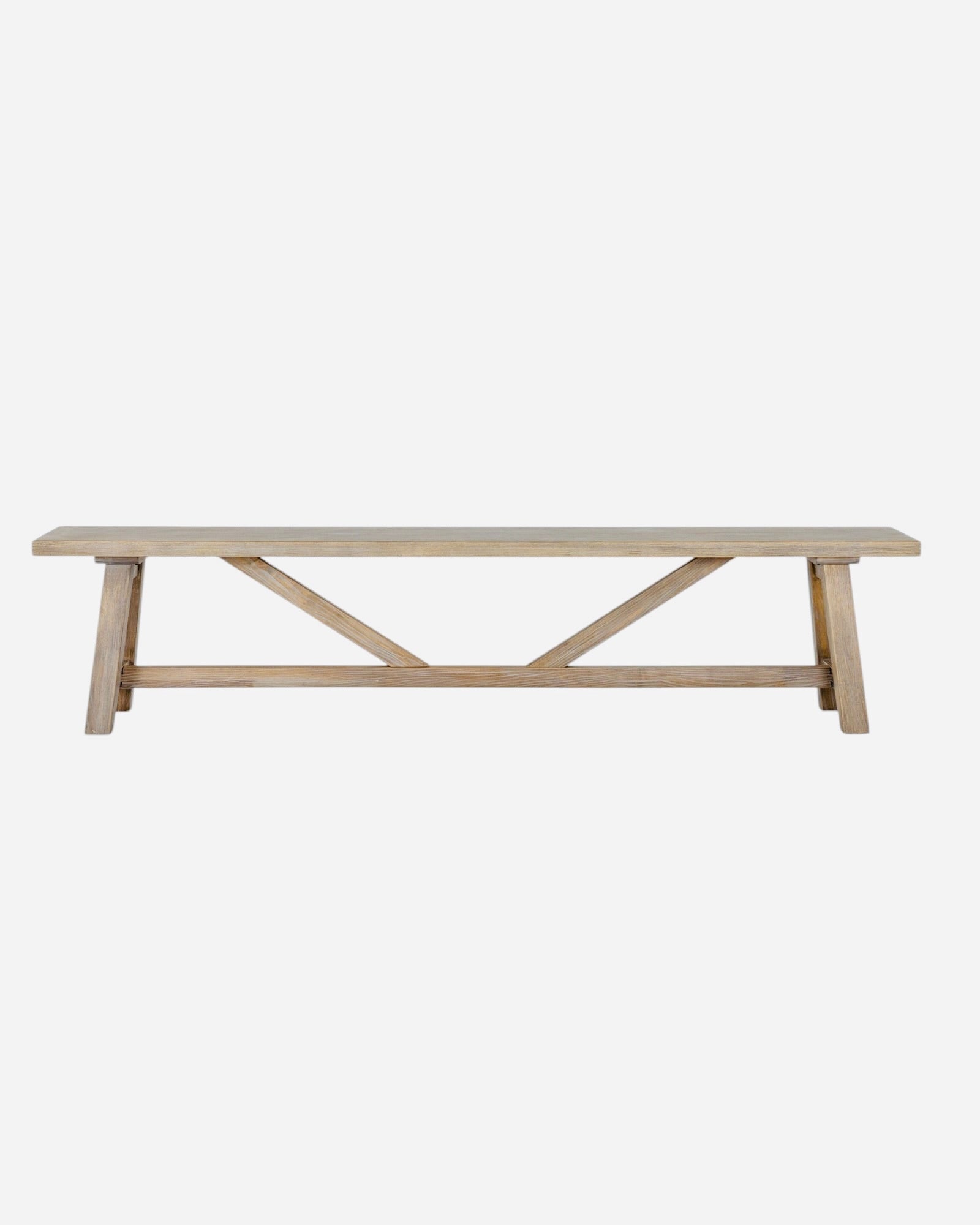 Large wooden dining bench from Hill Interiors' Haldon Collection, ideal for farmhouse or modern dining room settings.