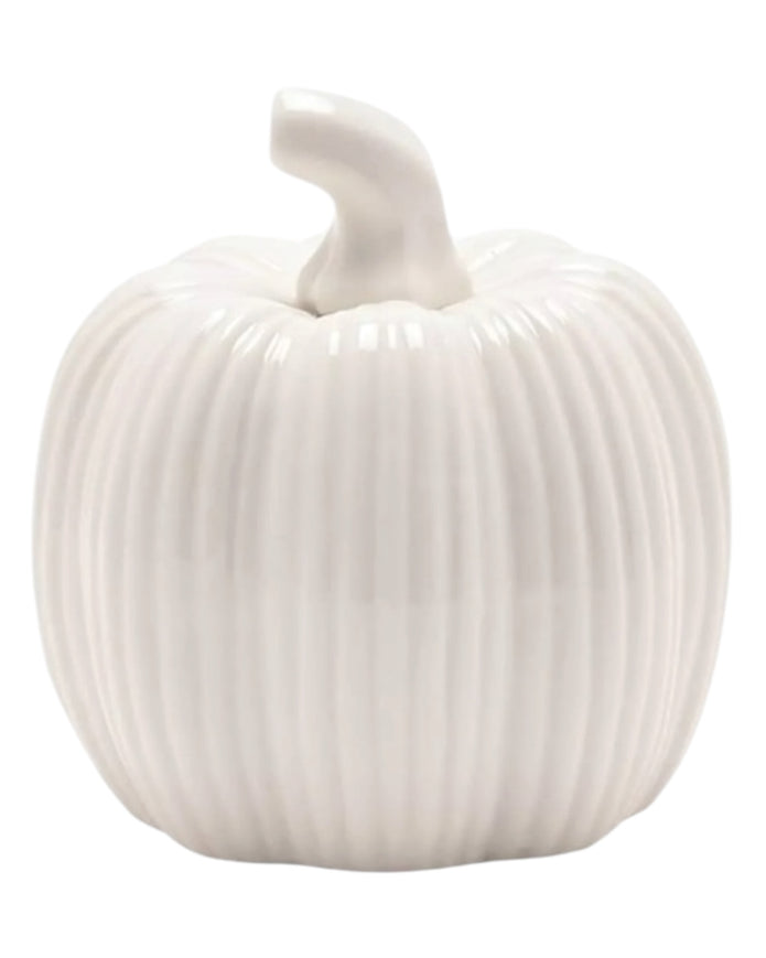 White Ceramic Ribbed Pumpkin