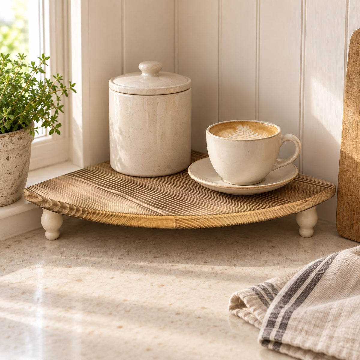 Natural Wooden Rustic Display Corner Bench