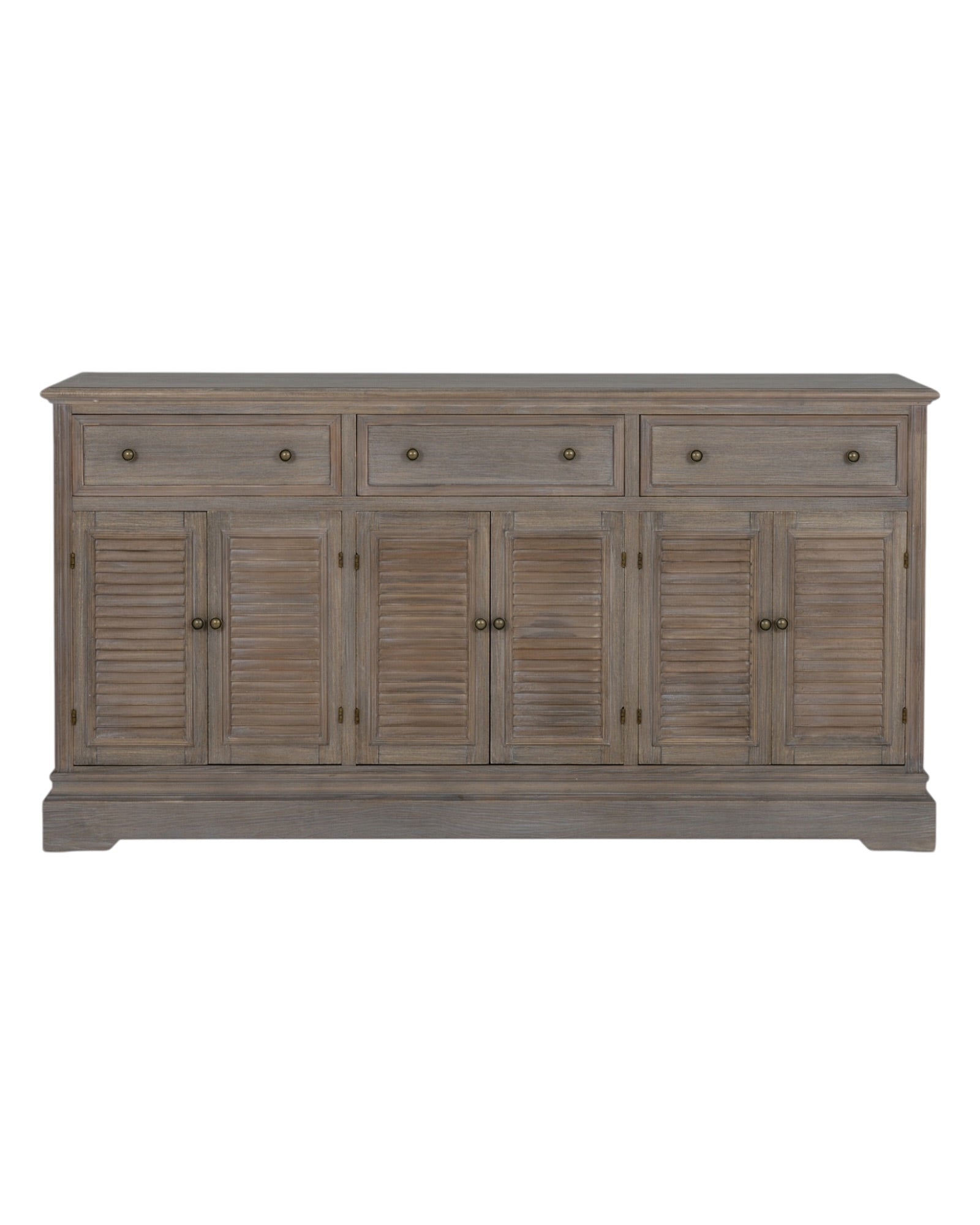 Large Delphine Collection dresser base with six doors and three drawers, made by Hill Interiors, showcasing a stylish furniture piece.