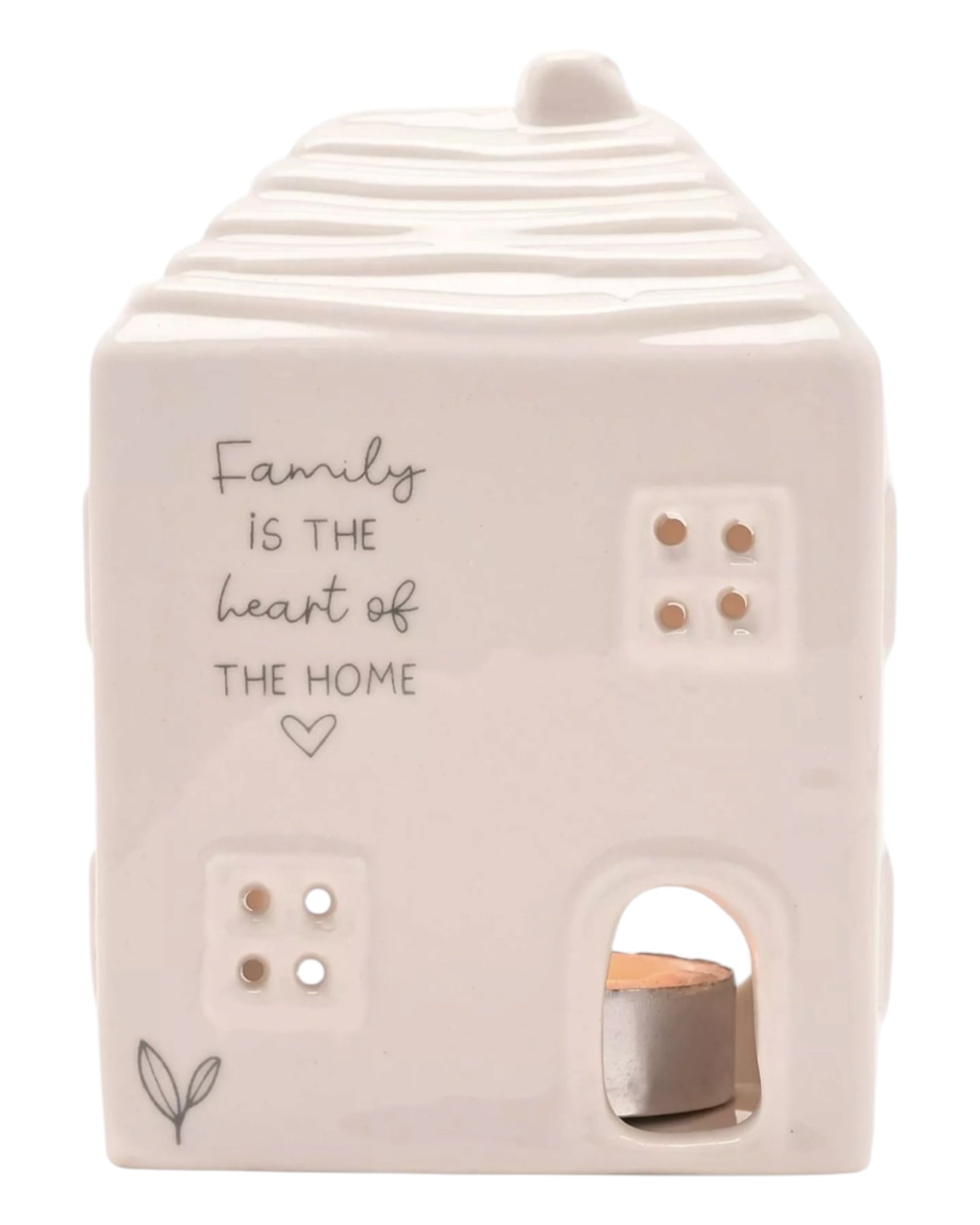 Ceramic House Tea Light Holder - Beige Moments Family