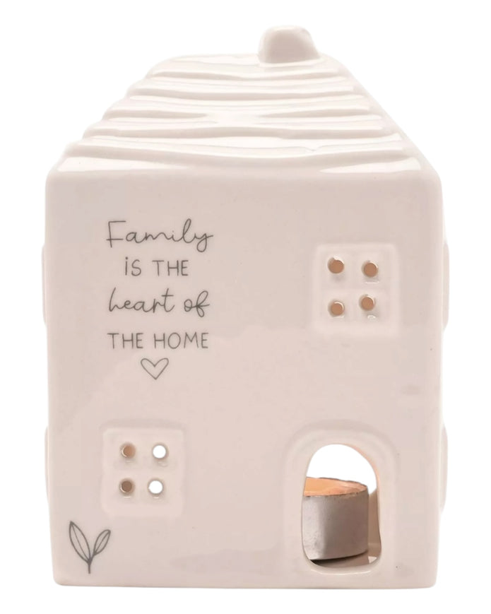 Ceramic House Tea Light Holder - Beige Moments Family