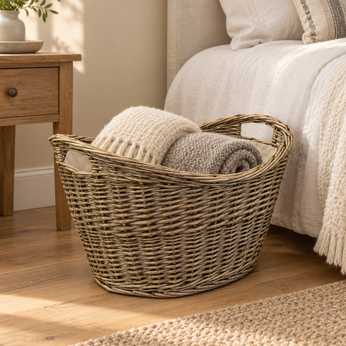 Burley Oval Log Basket with Hessian Liner