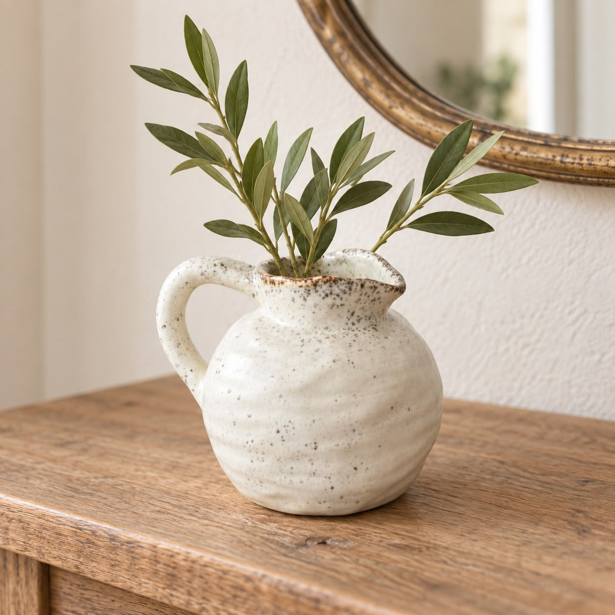 Natural Cream Speckled Ceramic Jug Vase