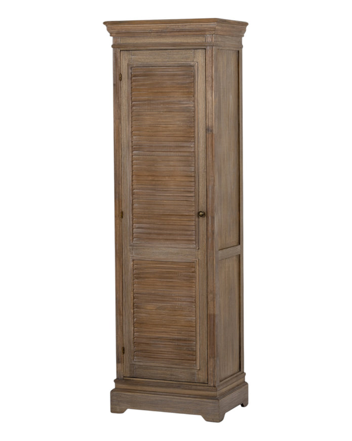 Tall wooden cabinet from Hill Interiors' Delphine Collection with a single door, suitable for bedroom or living room storage.