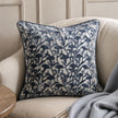 Navy Blue Velvet Floral Print Cushion Cover