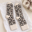 Cream Fluffy Leopard Print Socks