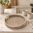 Pagan Wickham rattan oval tray with handles, ideal for home decor and serving, featuring a woven rattan design and sturdy handles.