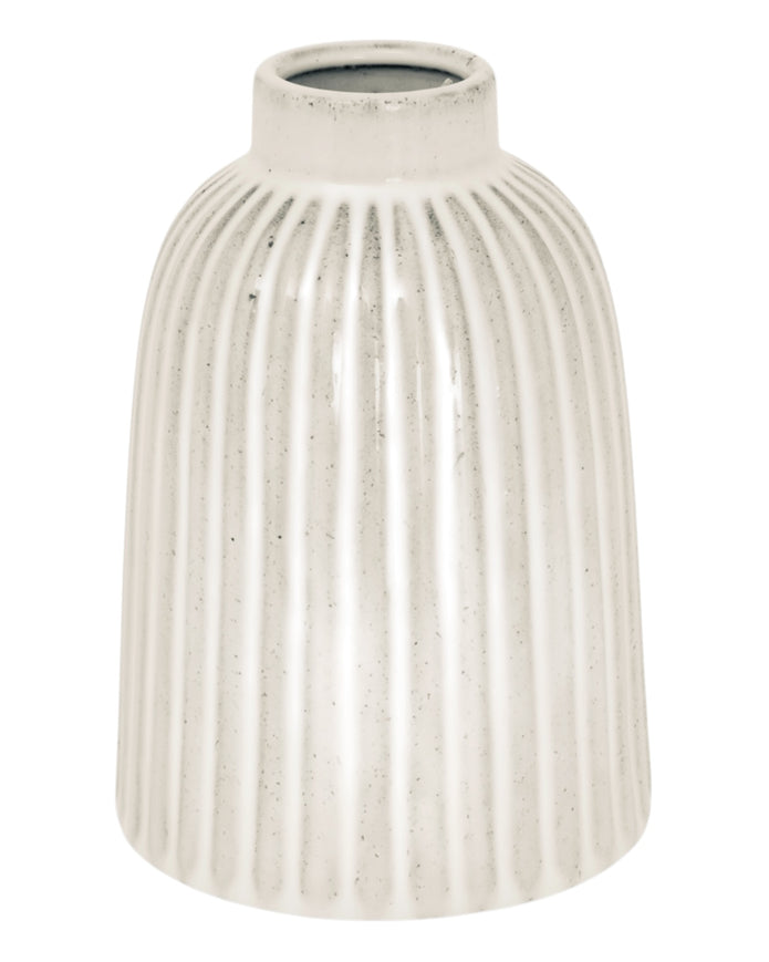 Monte Medium Ribbed Vase by Hill Interiors, showcasing a textured ceramic vase with a ribbed design in a medium size.