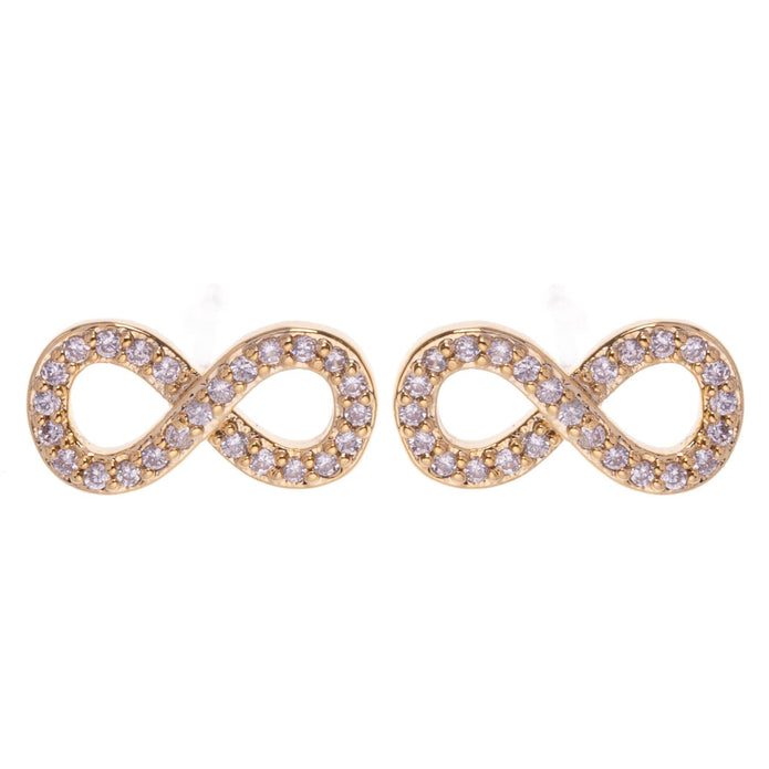 Keira Plated Clear Cubic Zirconia Infinity Stud Earrings