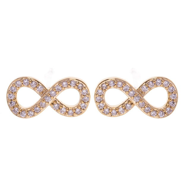 Keira Plated Clear Cubic Zirconia Infinity Stud Earrings