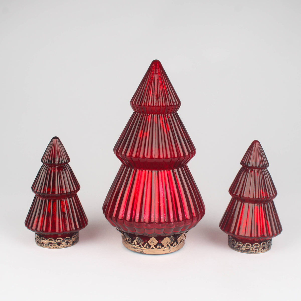 Red large light-up LED glass Christmas tree by Originals International Ltd