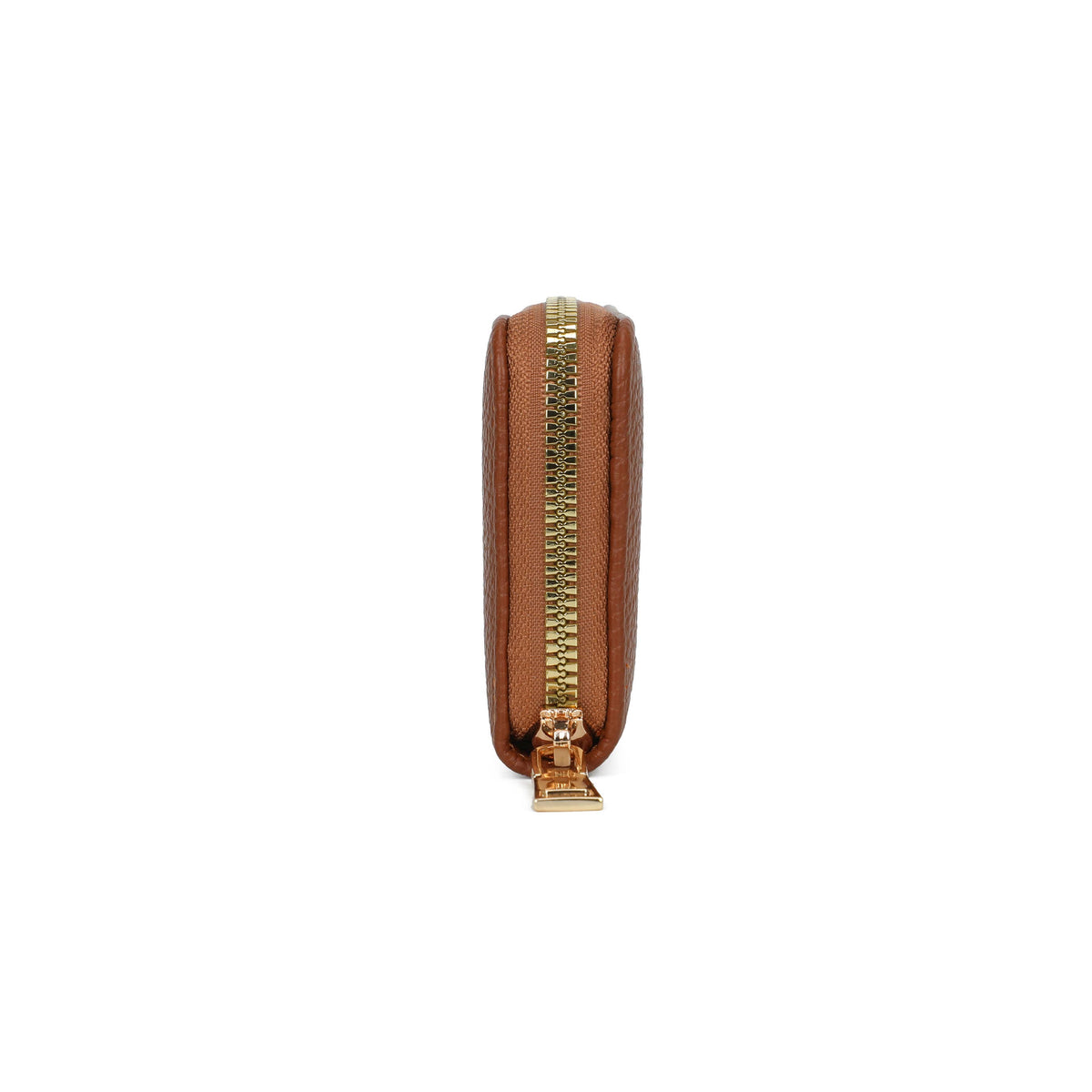 Beige Jamie Bags RFID single zip purse with compact design and multiple card slots, made of soft leather accessories.