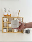 Wooden mug display shelf unit by Starlight Express, ideal for kitchen and dining room organization and decor.