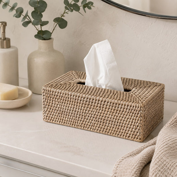 Rattan Oblong Tissue Box