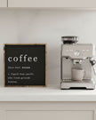 Large black framed coffee sign by Williamraedesigns, handmade home decor with stylish lettering for coffee lovers.
