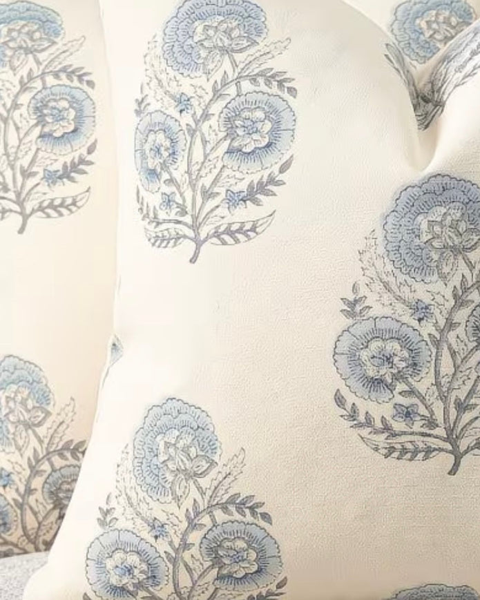 Blue floral velvet cushion cover from Starlight Express, soft furnishings with a vibrant floral pattern and plush velvet texture.