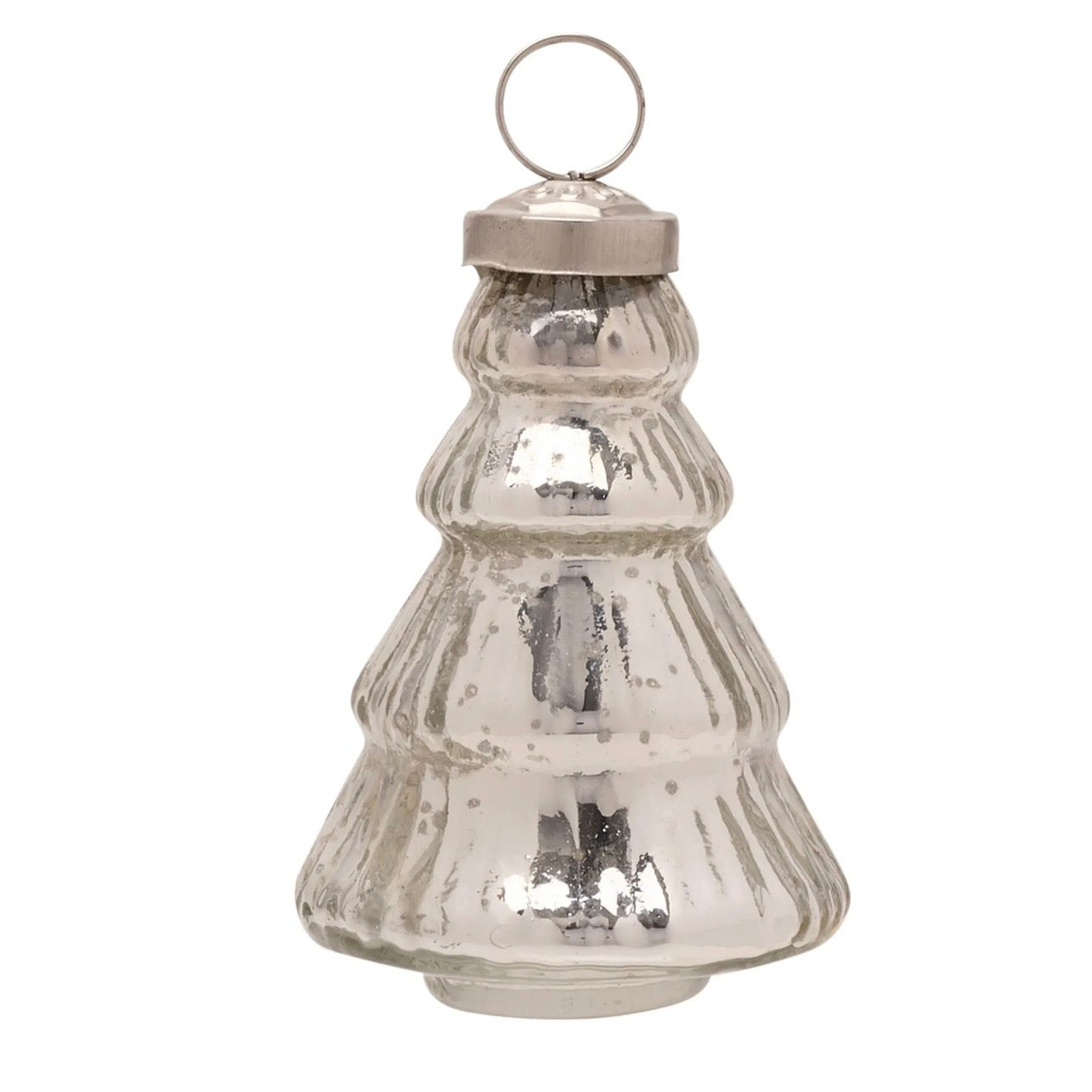 Silver Glass Christmas Tree Hanging Decoration