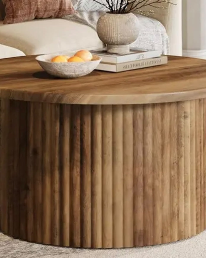 Rustic Natural Round Wood Coffee Table - PRE ORDER UP TO 14 DAYS DELIVERY