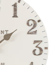 Thomas Kent 6-inch Arabic Mantle Clock in limestone finish, vintage-style clock with clear Arabic numerals and classic design.