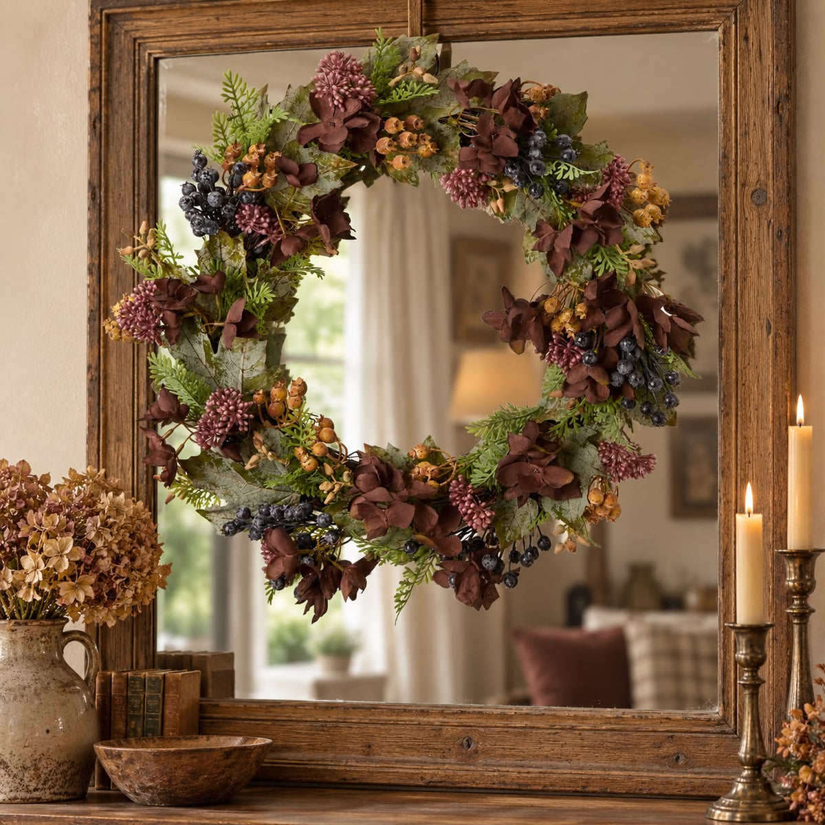 Hydrangea Green Artificial Wreath