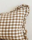 Hallie Brown rectangle gingham cushion cover by Ellenvale Trade, soft furnishings with a classic brown and white check pattern.