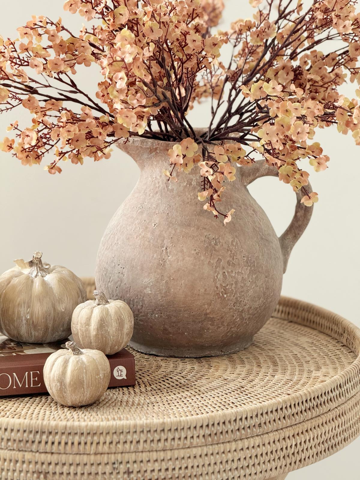 Artificial Peach And Brown Gypsophelia Stem