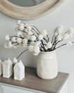 Artificial Luxury White Pom Pom Flower Stems - Set Of Five