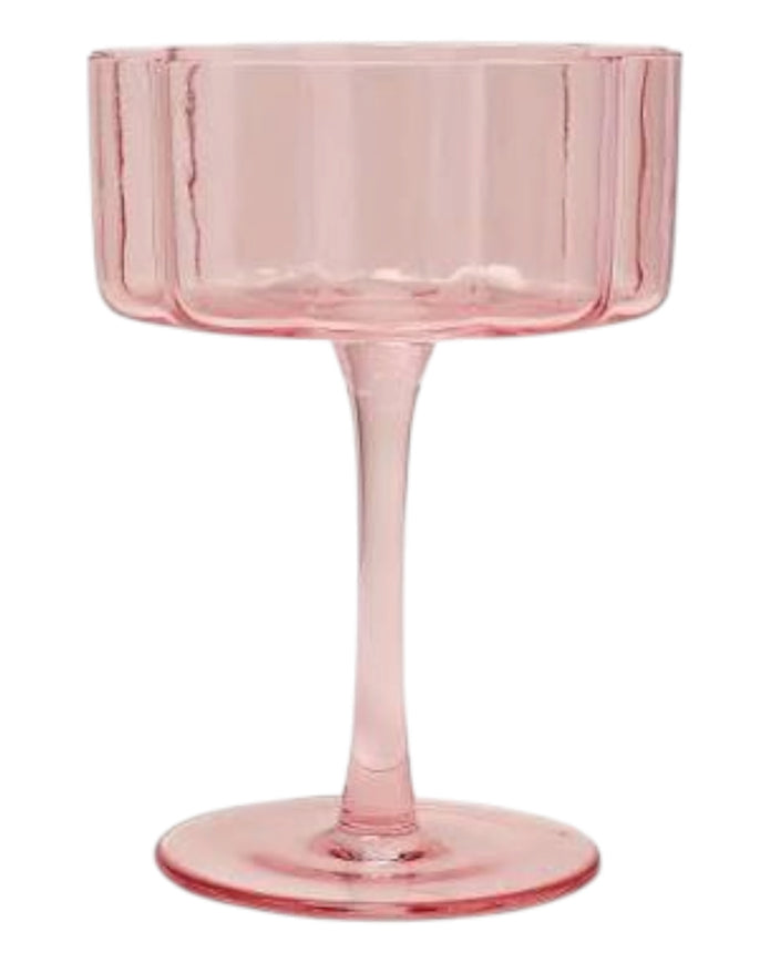 Blush Pink Scalloped Cocktail Glasses - Set Of Two