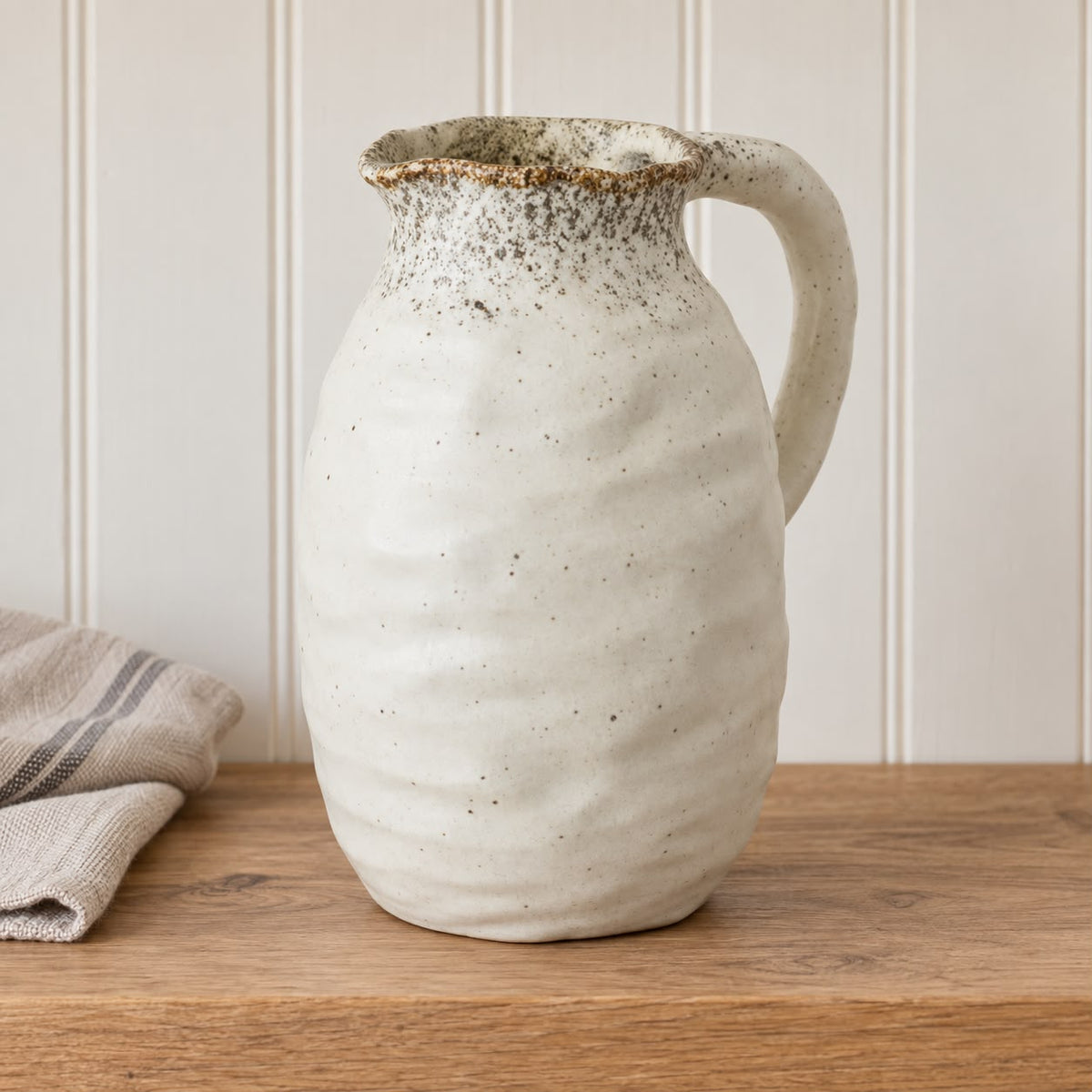Natural Cream Speckled Ceramic Jug Vase