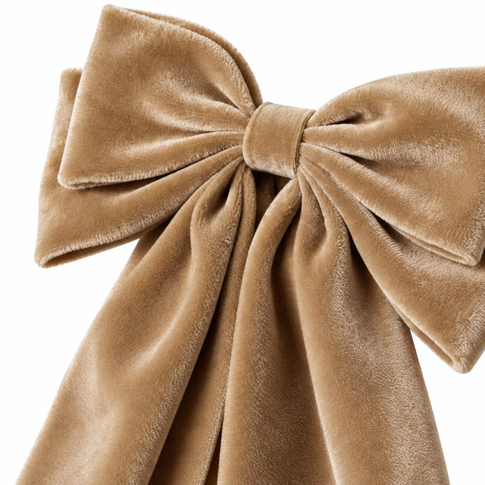 Beige Velvet Bow