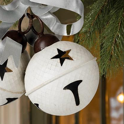 Large Hanging White Bells Garland With Silver Bow