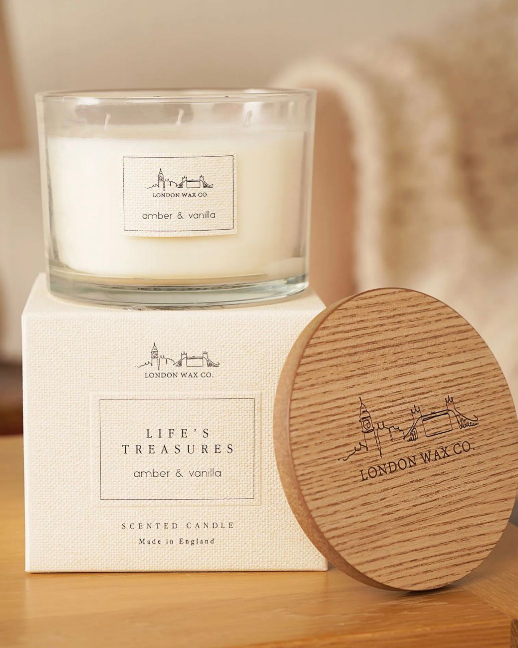 London Wax Company Triple Wick Lidded Candle - Amber & Vanilla