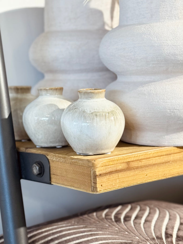 Set of two Wikholmform Eliora Mini Vases for home décor, featuring sleek, modern design in ceramic with neutral tones.