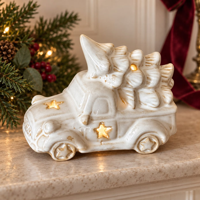 White LED Light Up Christmas Tree Car