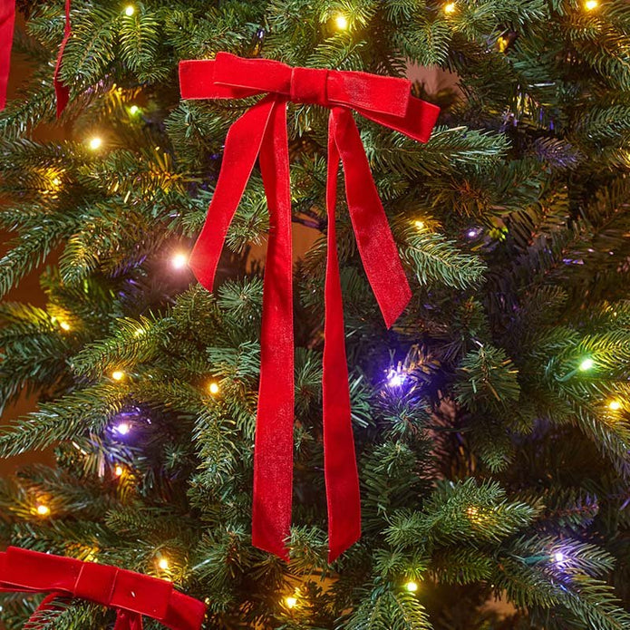 Red Long Velvet Bows – Set of 8