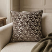 Chocolate Brown Velvet Floral Print Cushion Cover