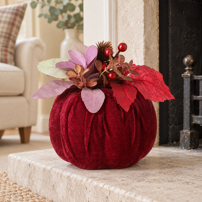 Burgundy Velvet Foliage Pumpkin
