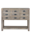 Haldon Collection 9-drawer chest with shelf by Hill Interiors, wooden furniture piece with multiple drawers and open shelving.